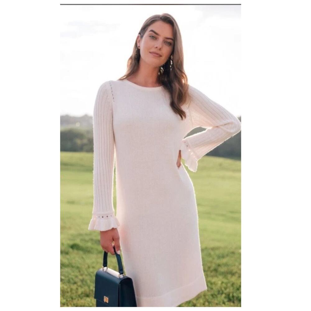 Gal Meets Glam Collection Agnes Ruffle Cuff Long Sleeve Sweater Dress Size XS